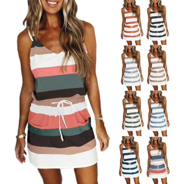 casual dresses 2021 europe and america cross border summer women's dress with loose print striped vest one-piece, Black;gray
casual dresses 2021 europe and america cross border summer women's dress with loose print striped vest one-piece, Black;gray