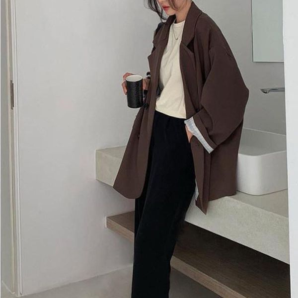 women's suits & blazers women minimalist solid outwear loose elegant retro official fashion high street feminine all-match spring comfo, White;black
women's suits & blazers women minimalist solid outwear loose elegant retro official fashion high street feminine all-match spring comfo, White;black