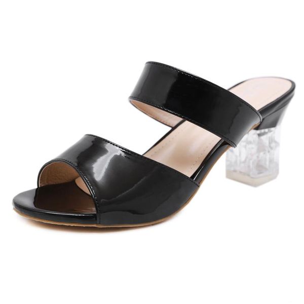slippers fashion woman summer shoes open toe crystal clear high heels solid color shopping/party slides, Black
slippers fashion woman summer shoes open toe crystal clear high heels solid color shopping/party slides, Black