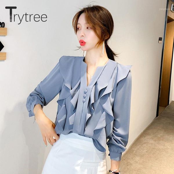 trytree 2021 spring women blouse casual v-neck ruffles fashion elegant solid 2 color all-purpose style office lady women's blouses & sh, White
trytree 2021 spring women blouse casual v-neck ruffles fashion elegant solid 2 color all-purpose style office lady women's blouses & sh, White