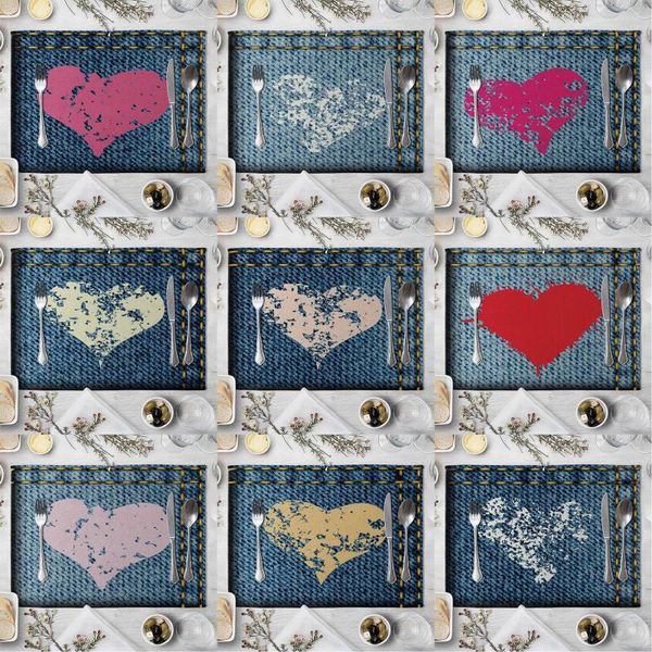 mats & pads nordic kitchen placemats denim blue heart printed bar mat for dining table accessories
mats & pads nordic kitchen placemats denim blue heart printed bar mat for dining table accessories