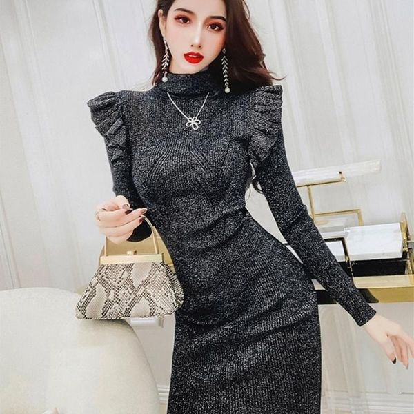 casual dresses autumn bright silk turtleneck knit dress women winter 2021 bag hip tight mini short female evening party, Black;gray
casual dresses autumn bright silk turtleneck knit dress women winter 2021 bag hip tight mini short female evening party, Black;gray