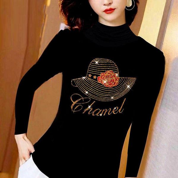 women's t-shirt woman tshirts diamond-encrusted turtleneck long sleeve large size loose autumn winter coat mujer camisetas, White
women's t-shirt woman tshirts diamond-encrusted turtleneck long sleeve large size loose autumn winter coat mujer camisetas, White