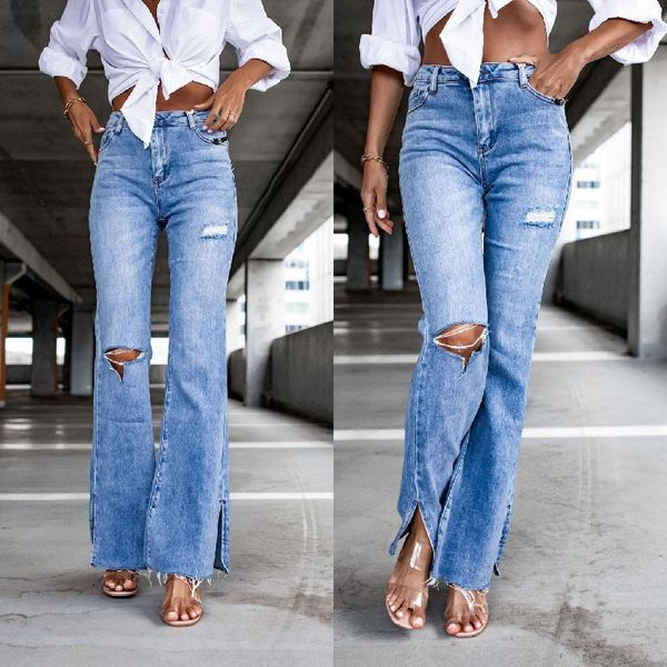 women's jeans casual lady 2021 est ripped broken holes hollow out denim ankle length wide leg fashion cuff split buttons autumn, Blue
women's jeans casual lady 2021 est ripped broken holes hollow out denim ankle length wide leg fashion cuff split buttons autumn, Blue
