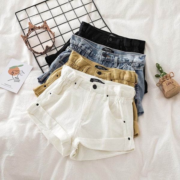 women's shorts plus size s-5xl denim 2021 summer high-waist women fashion large elastic waist wide-leg short jeans, White;black
women's shorts plus size s-5xl denim 2021 summer high-waist women fashion large elastic waist wide-leg short jeans, White;black
