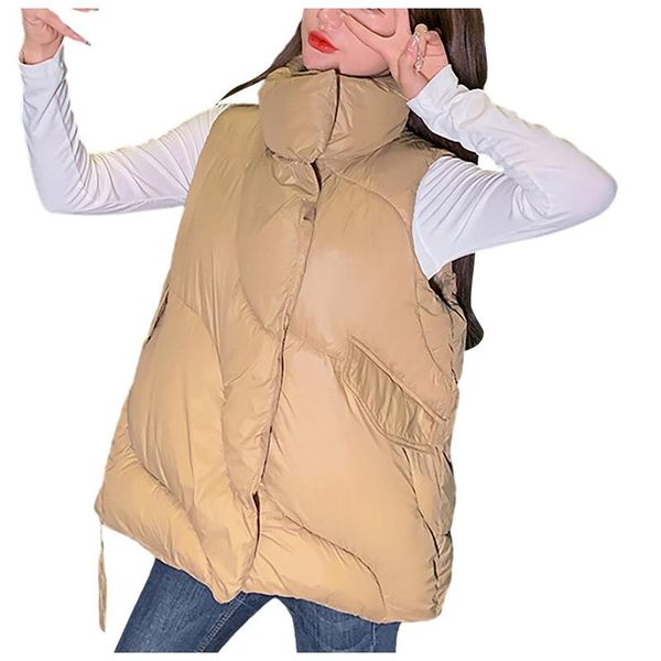 women's vests women winter warm cotton padded puffer sleeveless ladies loose shiny leather solid collared canvas vest jacket, Black;white
women's vests women winter warm cotton padded puffer sleeveless ladies loose shiny leather solid collared canvas vest jacket, Black;white