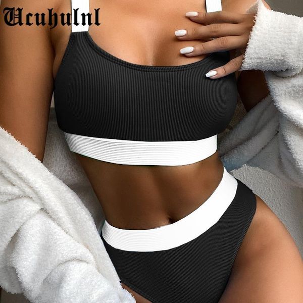 women's swimwear high waist bikinis swimsuits bandeau women splicing biquini beachwear sports ribbed bathing suits, White;black
women's swimwear high waist bikinis swimsuits bandeau women splicing biquini beachwear sports ribbed bathing suits, White;black