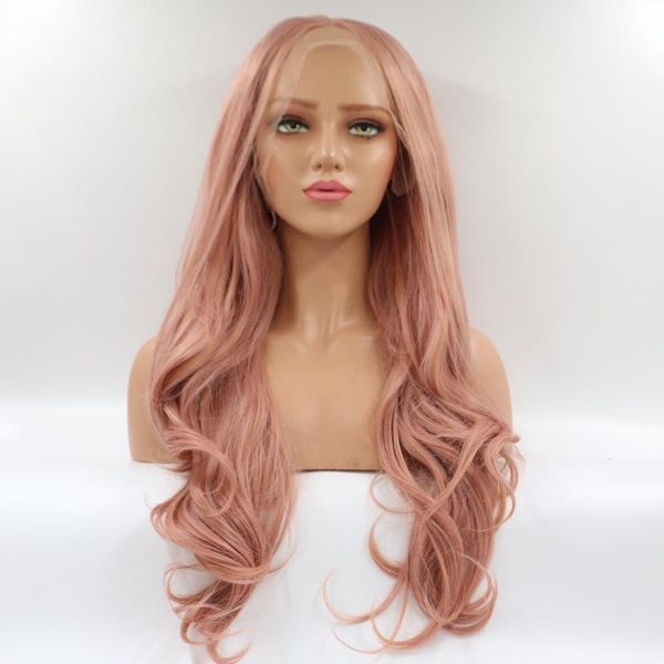 synthetic wigs long pink hair loose wave lace part glueless front for fashion women, Black
synthetic wigs long pink hair loose wave lace part glueless front for fashion women, Black