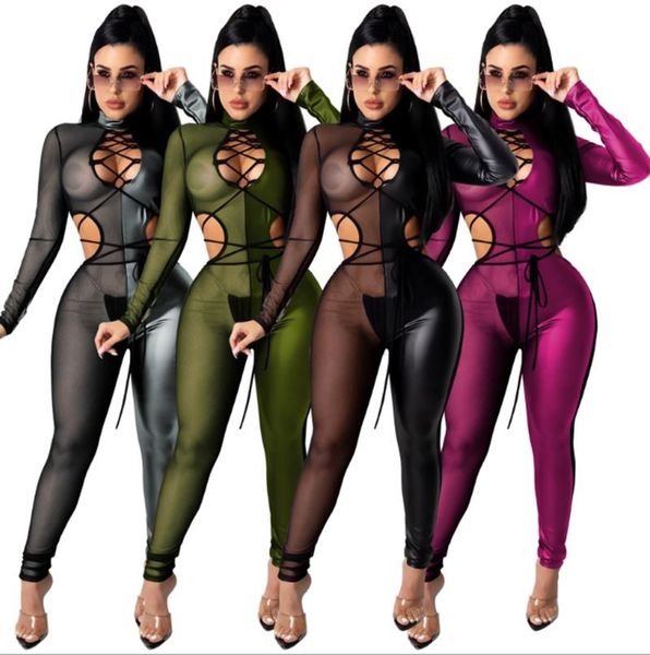 women's jumpsuits & rompers casual women jumpsuit long sleeve turtleneck backless strings mesh bodysuit high street elastic skinny ladi, Black;white
women's jumpsuits & rompers casual women jumpsuit long sleeve turtleneck backless strings mesh bodysuit high street elastic skinny ladi, Black;white