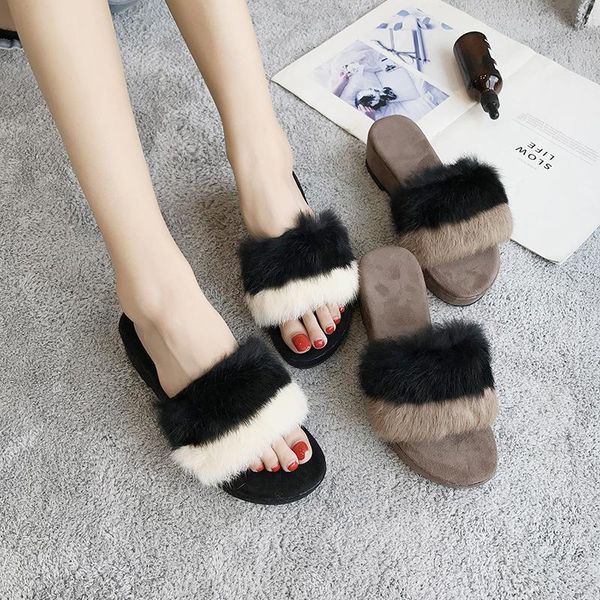 slippers thick bottom fur sandals women mixed color platform furry cozy flock wedges flip flops ladies mules slides shoes s448, Black
slippers thick bottom fur sandals women mixed color platform furry cozy flock wedges flip flops ladies mules slides shoes s448, Black