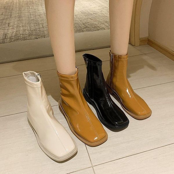 boots fashion 2021 style square head thick heel middle short zipper women's leather, Black
boots fashion 2021 style square head thick heel middle short zipper women's leather, Black