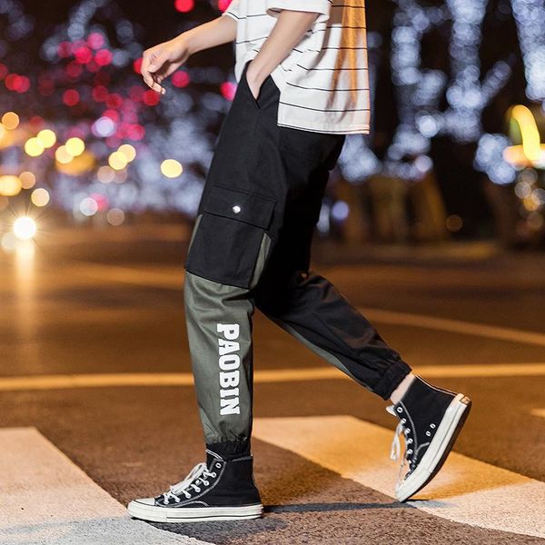 men's pants fashion beam men ankle length cotton casual large size tooling style, Black
men's pants fashion beam men ankle length cotton casual large size tooling style, Black