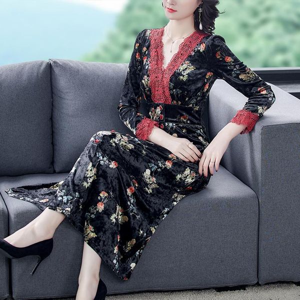 vintage elegant black floral gold velvet midi dresses 2021 autumn winter casual 3xl plus size dress women bodycon party vestidos, Black;gray
vintage elegant black floral gold velvet midi dresses 2021 autumn winter casual 3xl plus size dress women bodycon party vestidos, Black;gray