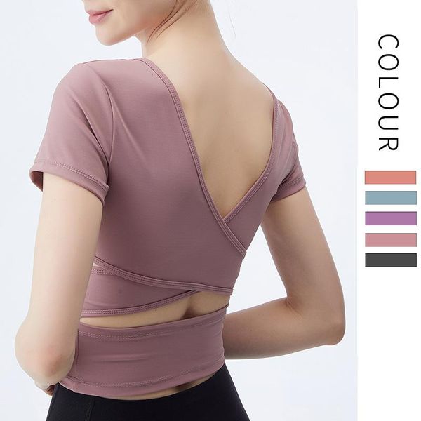 yoga women's slim cross nylon tight short sleeve quick-drying t-shirt fitness clothes sports bra crop gym clothing, White;black
yoga women's slim cross nylon tight short sleeve quick-drying t-shirt fitness clothes sports bra crop gym clothing, White;black