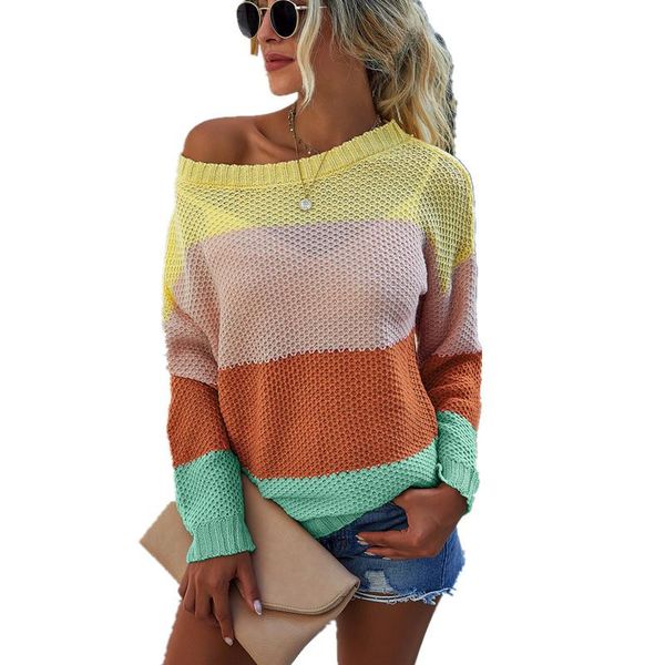 women's sweaters winter stripe splicing sweater fashion corn eye design contrast thin pullover casual o-neck long sleeve women street, White;black
women's sweaters winter stripe splicing sweater fashion corn eye design contrast thin pullover casual o-neck long sleeve women street, White;black