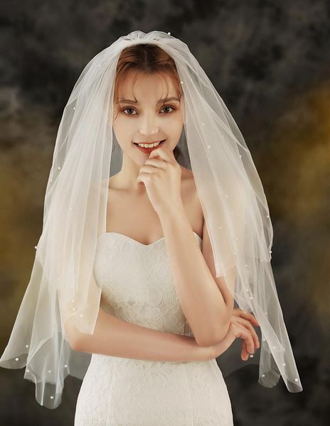 bridal veils beautiful bling pearls sew at tulle two layers short white ivory wedding accessoire velos de novia with comb, Black
bridal veils beautiful bling pearls sew at tulle two layers short white ivory wedding accessoire velos de novia with comb, Black