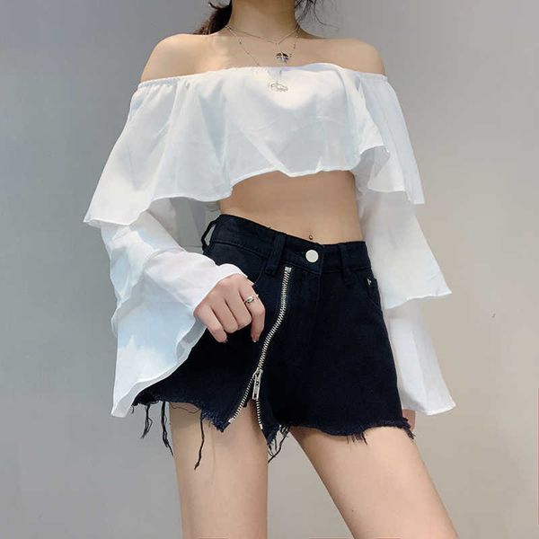 high waist denim shorts for women vintage brand jeans feminino slim hip plus size 210601, White;black
high waist denim shorts for women vintage brand jeans feminino slim hip plus size 210601, White;black