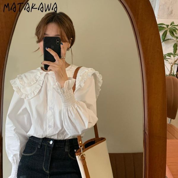 korean sweet double-layer peter pan collar ladies shirt temperament ruffled women blouses spring long sleeve blusas 210513, White
korean sweet double-layer peter pan collar ladies shirt temperament ruffled women blouses spring long sleeve blusas 210513, White