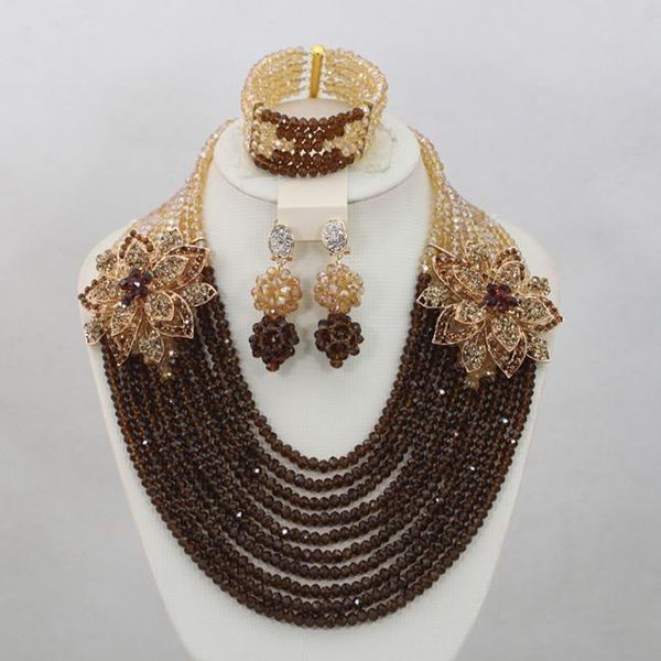 earrings & necklace gorgeous chocolate brown crystal nigerian wedding gold champagne african women anniversary beads jewelry set qw584, Silver
earrings & necklace gorgeous chocolate brown crystal nigerian wedding gold champagne african women anniversary beads jewelry set qw584, Silver