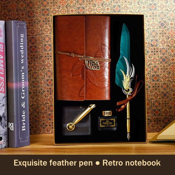 retro calligraphy feather dip ink pen writing notebook set base stationery birthday gift box office school notepads, Purple;pink
retro calligraphy feather dip ink pen writing notebook set base stationery birthday gift box office school notepads, Purple;pink