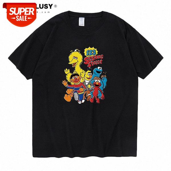 sesame street men's and women's short-sleeved t-shirts cartoon tee loose couples half-sleeved bottoming shirt #4k6q, White;black
sesame street men's and women's short-sleeved t-shirts cartoon tee loose couples half-sleeved bottoming shirt #4k6q, White;black