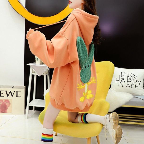 women's hoodies & sweatshirts plush thickened hoodie medium and long cartoon autumn winter fashion leisure loose korean versatile coa, Black
women's hoodies & sweatshirts plush thickened hoodie medium and long cartoon autumn winter fashion leisure loose korean versatile coa, Black