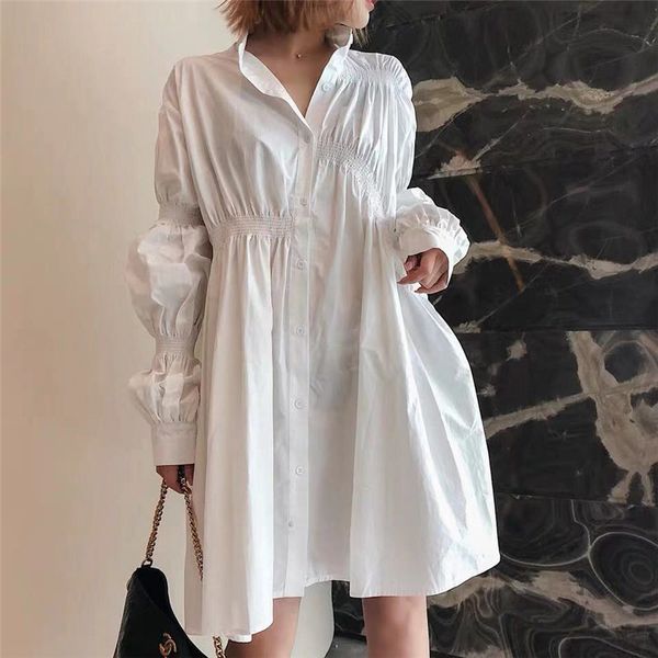 french retro stylish puff-sleeved waist-controlled irregular sweet a-line women vintage solid fresh all match dresses 210421, Black;gray
french retro stylish puff-sleeved waist-controlled irregular sweet a-line women vintage solid fresh all match dresses 210421, Black;gray