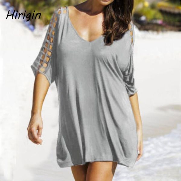 women loose beach dress tunic solid bikini cover up swimsuit beachwear swimwear hollow out robe de plage women's, White;black
women loose beach dress tunic solid bikini cover up swimsuit beachwear swimwear hollow out robe de plage women's, White;black