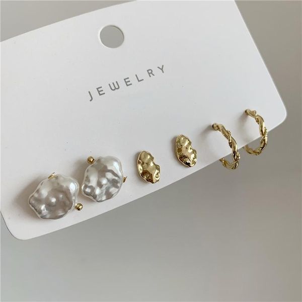 peri'sbox 3 pairs/set gold color twisted irregular earrings faux pearl geometric for women minimalist small stud, Golden;silver
peri'sbox 3 pairs/set gold color twisted irregular earrings faux pearl geometric for women minimalist small stud, Golden;silver