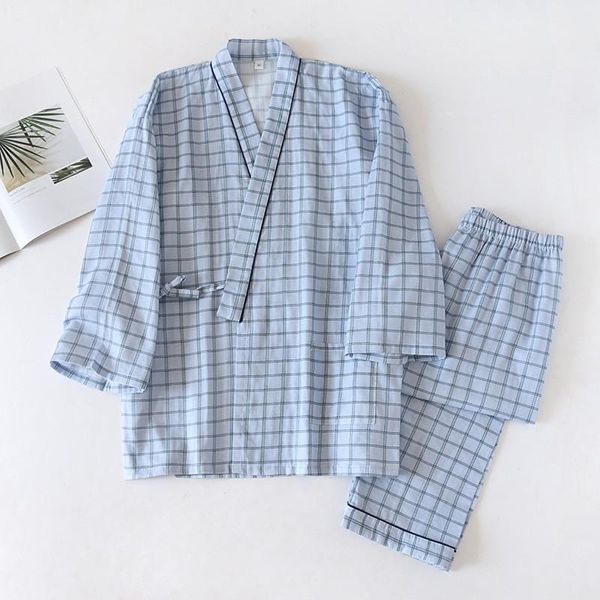 ethnic clothing japanese plaid print style men's kimono traditional pajamas double layer gauze hanfu loose home wear trousers set thin, Red
ethnic clothing japanese plaid print style men's kimono traditional pajamas double layer gauze hanfu loose home wear trousers set thin, Red