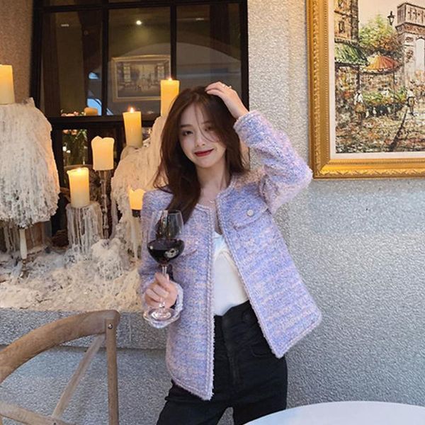 women's jackets 2021 women purple sweet plaid woolen tweed coat casual warm overcoat fashion elegant gentle temperament jacket, Black;brown
women's jackets 2021 women purple sweet plaid woolen tweed coat casual warm overcoat fashion elegant gentle temperament jacket, Black;brown