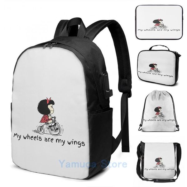 backpack funny graphic print mafalda by bike usb charge men school bags women bag travel laptop
backpack funny graphic print mafalda by bike usb charge men school bags women bag travel laptop