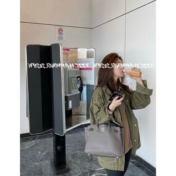 net red texture hanging b into washed shirt army green denim coat women's spring and autumn thin, Black
net red texture hanging b into washed shirt army green denim coat women's spring and autumn thin, Black