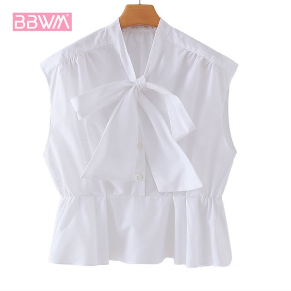 sweet harajuku sleeveless sleeve size female shirt summer short paragraph simple white bow tie women's 210507
sweet harajuku sleeveless sleeve size female shirt summer short paragraph simple white bow tie women's 210507