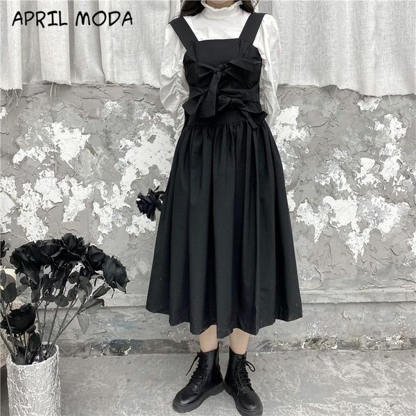 casual dresses japanese gothic large size female autumn style bow 2-piece set high collar black strap dress suit halloween costume, Black;gray
casual dresses japanese gothic large size female autumn style bow 2-piece set high collar black strap dress suit halloween costume, Black;gray