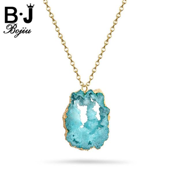 pendant necklaces bojiu exquisite natural druzy stone gold-color cable chain woman long necklace quartz elegant s nks043, Silver
pendant necklaces bojiu exquisite natural druzy stone gold-color cable chain woman long necklace quartz elegant s nks043, Silver