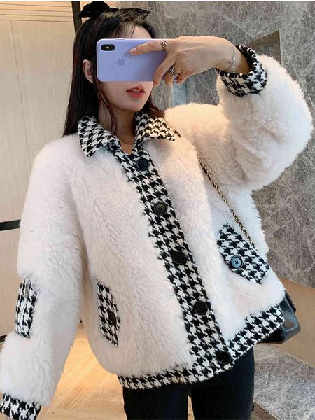 two piece dress autumn and winter korean loose lamb hair houndstooth fur jacket thickening velvet trendy small fragrance i438, White
two piece dress autumn and winter korean loose lamb hair houndstooth fur jacket thickening velvet trendy small fragrance i438, White