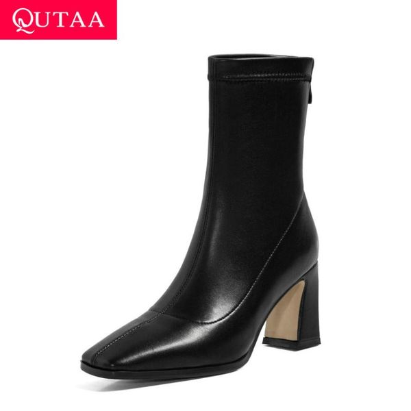 boots qutaa 2021 square high heel fashion ankle pu leather zipper short retro toe women shoes big size 34-43, Black
boots qutaa 2021 square high heel fashion ankle pu leather zipper short retro toe women shoes big size 34-43, Black