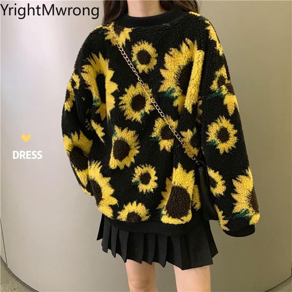 women's hoodies & sweatshirts streetwear faux lambswool yellow flower fleece loose warm sweatshirt pullover women harajuku cute winter, Black
women's hoodies & sweatshirts streetwear faux lambswool yellow flower fleece loose warm sweatshirt pullover women harajuku cute winter, Black