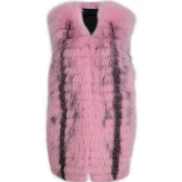 women's fur & faux real gilet ladies natural long vest, Black 
women's fur & faux real gilet ladies natural long vest, Black