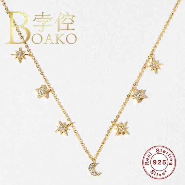boako 925 sterling silver jewelry for women stars moon cadena plata zircon choker necklace collier
boako 925 sterling silver jewelry for women stars moon cadena plata zircon choker necklace collier