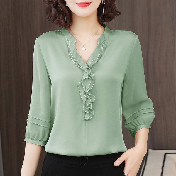 women's blouses & shirts lady casual half lantern sleeve v-neck ruffles decor blusas women spring summer style chiffon, White
women's blouses & shirts lady casual half lantern sleeve v-neck ruffles decor blusas women spring summer style chiffon, White