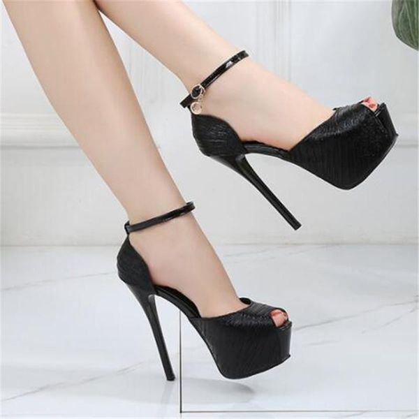 women shoes summer metal type cingulate sandals 14cm super heel fine waterproofing night shop platform fish mouth shoe, Black
women shoes summer metal type cingulate sandals 14cm super heel fine waterproofing night shop platform fish mouth shoe, Black