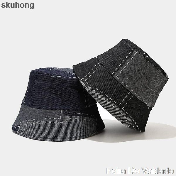 wide brim hats black patchwork washed denim bucket hat hip hop solid cotton beach fishing cap women summer and caps, Blue;gray
wide brim hats black patchwork washed denim bucket hat hip hop solid cotton beach fishing cap women summer and caps, Blue;gray