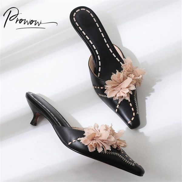 slippers prowow fashion style spring summer pointed toe black flower women thin mid heel mules shoes casual woman
slippers prowow fashion style spring summer pointed toe black flower women thin mid heel mules shoes casual woman