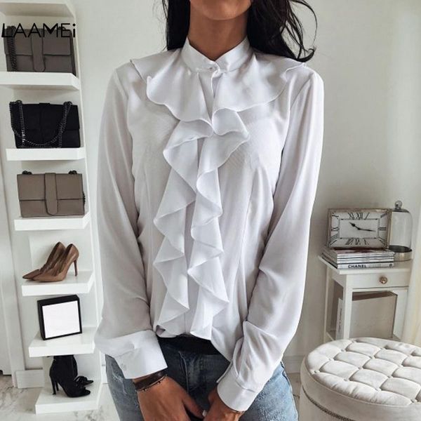 women's blouses & shirts laamei brand women casual ladies fashion blouse shirt 2021 autumn slim solid long sleeve ruffled v-neck clothi, White
women's blouses & shirts laamei brand women casual ladies fashion blouse shirt 2021 autumn slim solid long sleeve ruffled v-neck clothi, White
