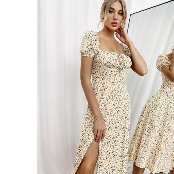 women's wool & blends dress gentle wind summer leisure split bubble sleeve floral short v-neck swing, Black
women's wool & blends dress gentle wind summer leisure split bubble sleeve floral short v-neck swing, Black