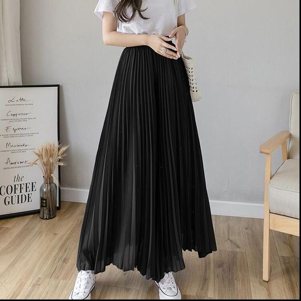 solid color wide leg womens capris chic pleated elastic high waist loose trousers summer casual flowing chiffon, Black;white
solid color wide leg womens capris chic pleated elastic high waist loose trousers summer casual flowing chiffon, Black;white