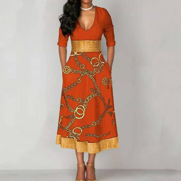 casual dresses 2021 autumn winter women maxi dress v neck long sleeve chain print gold waist elegant tunic party with pocket fall robe, Black;gray
casual dresses 2021 autumn winter women maxi dress v neck long sleeve chain print gold waist elegant tunic party with pocket fall robe, Black;gray