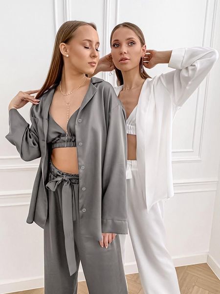 women's sleepwear robe women's nightwear single breasted set woman 3 pieces drop sleeves bathrobe female satin night dress women pa, Black;red
women's sleepwear robe women's nightwear single breasted set woman 3 pieces drop sleeves bathrobe female satin night dress women pa, Black;red